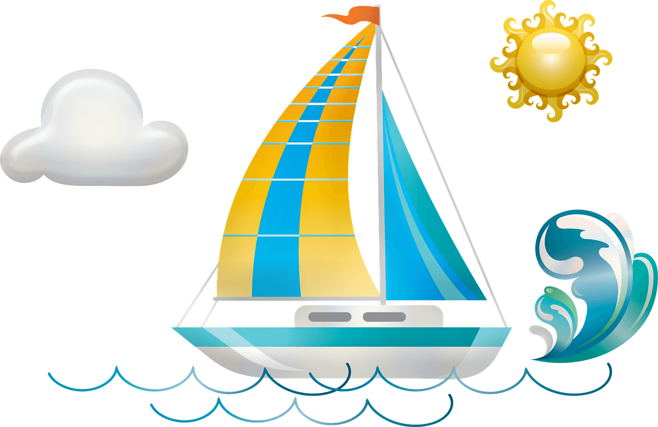 boat, waves, sun